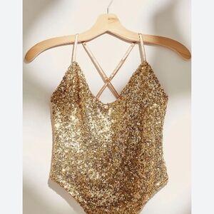 Only Hearts Gold Sequin Bodysuit